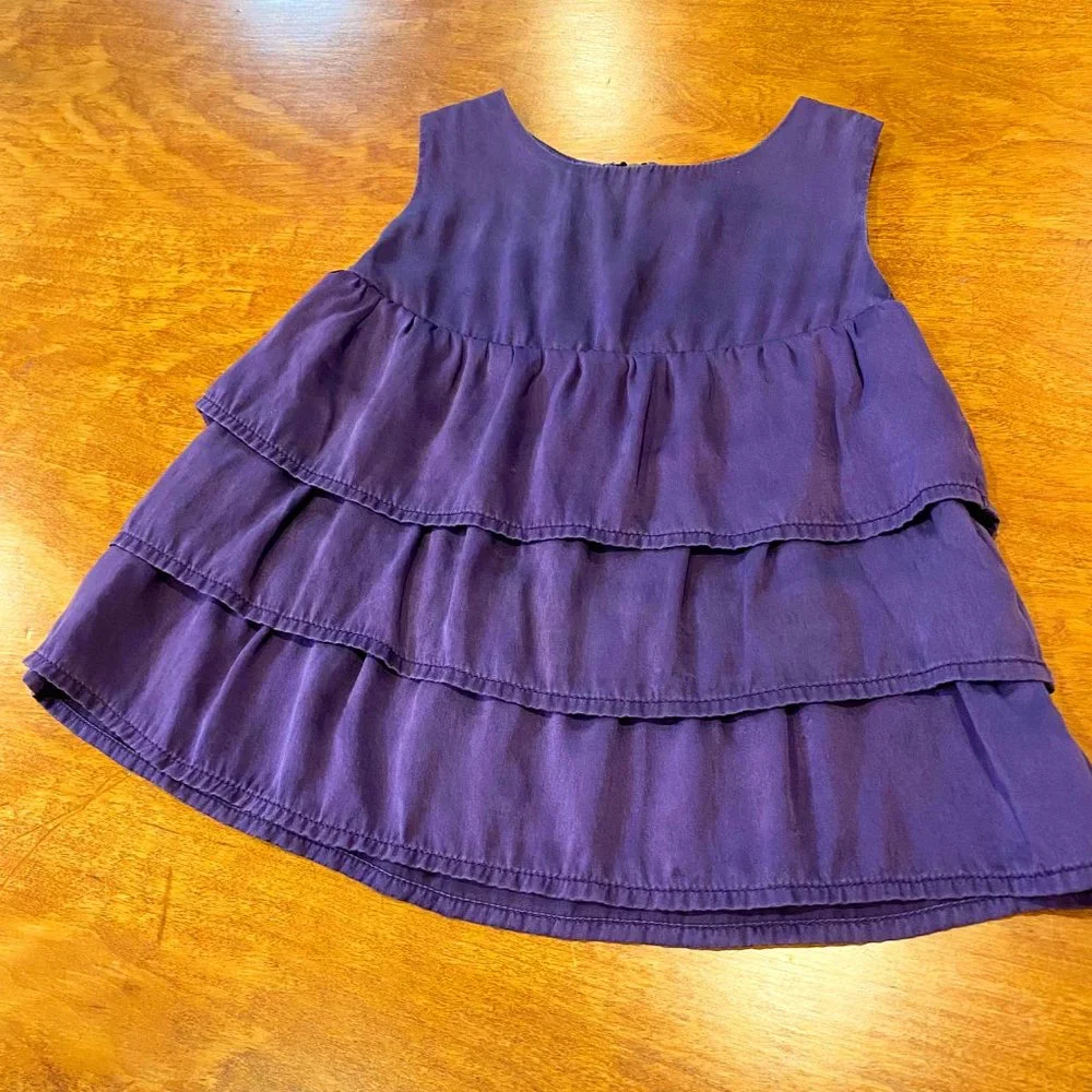 Egg New York 100% Silk Purple Ruffled Dress with Zipper